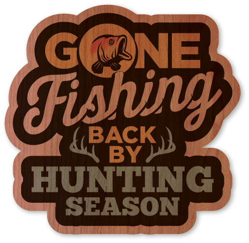 Primitive Hanging Sign Gone Fishing Be Back for Deer Season Sign with Deer  Decor (10 x 5) inch (US-G040)