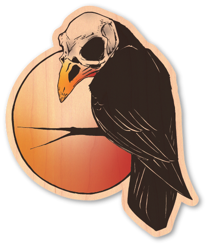 Color Raven With Skull On Branch
