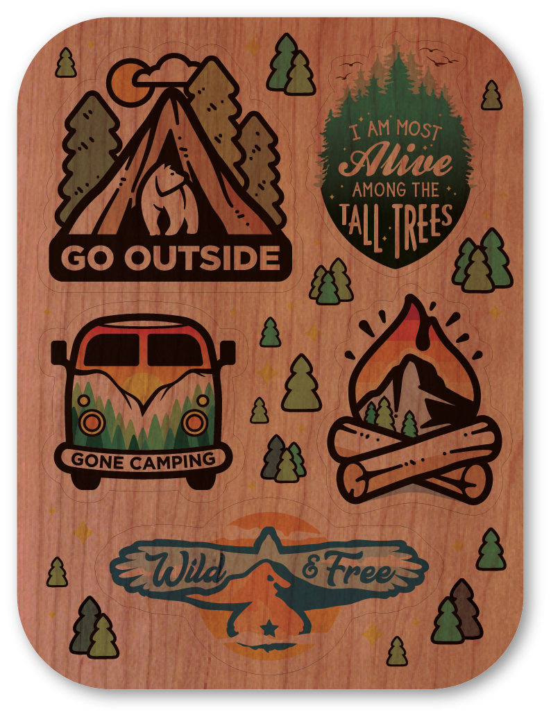 Happy Camper Tent  Dust City Wood Stickers