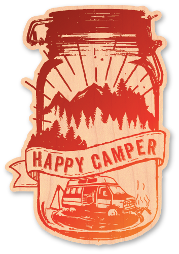 Happy Camper Tent  Dust City Wood Stickers